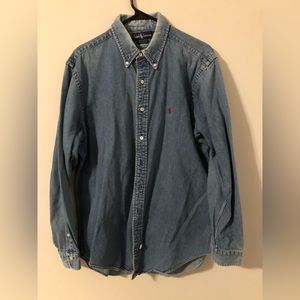 Men’s Vintage Ralph Lauren Large Button Up Shirt Lightweight Jacket Blue Denim